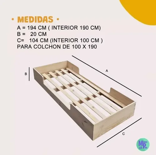 Cama Montessori 1 1/2 Plaza Mundo Pino