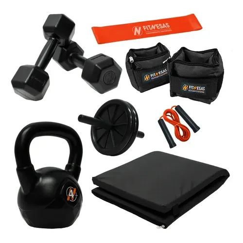 Kit Entrenamiento Colcho Pesas Rueda Banda